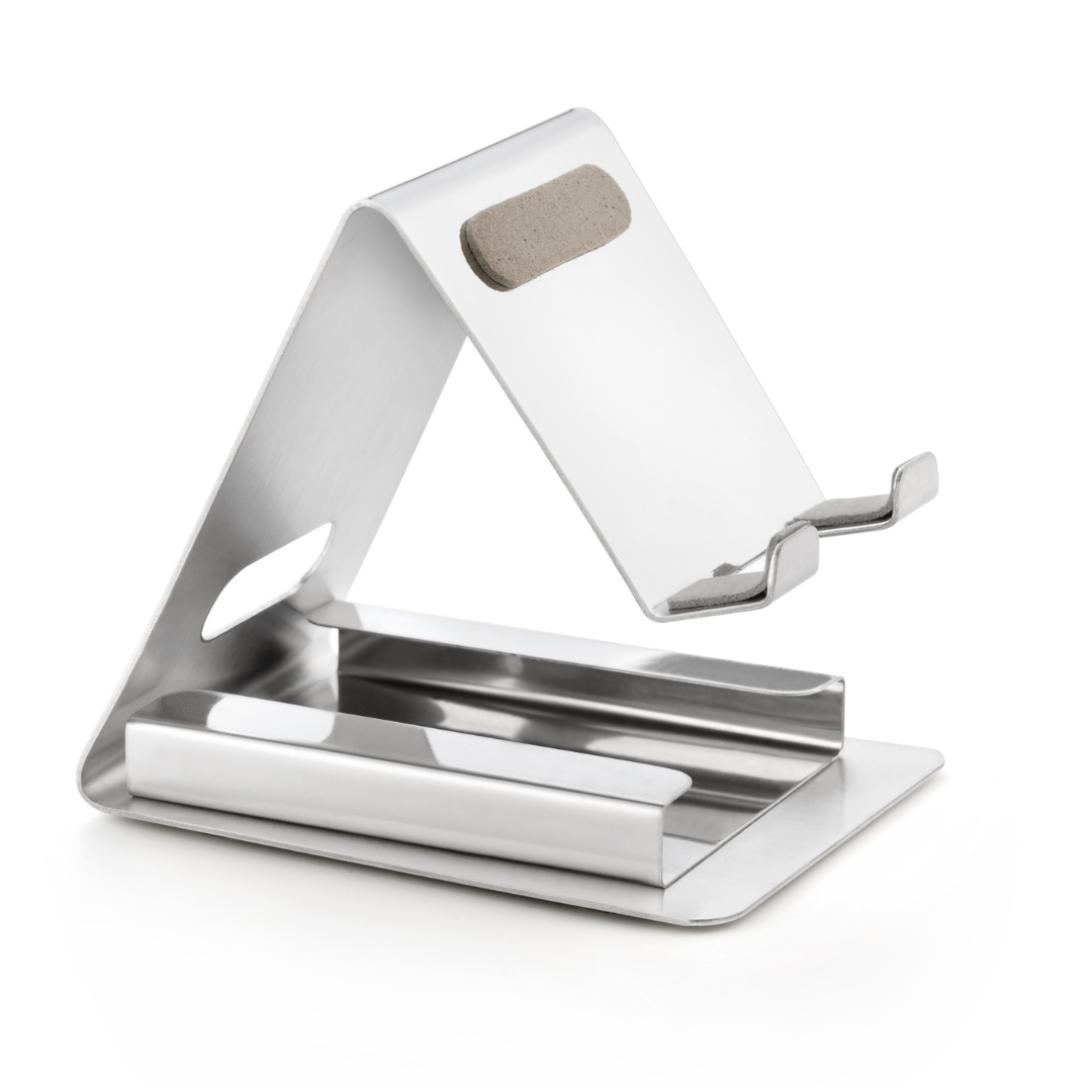 Silver Mobile Stand with Visiting Card Holder